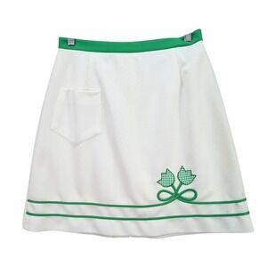 Vintage‎ Prestige of Boston Skirt Size 12 White Green Lucky Clover Made in USA